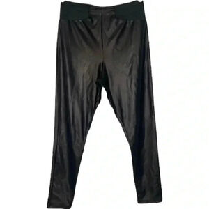 ASOS DESIGN leather look leggings with elastic slim waist